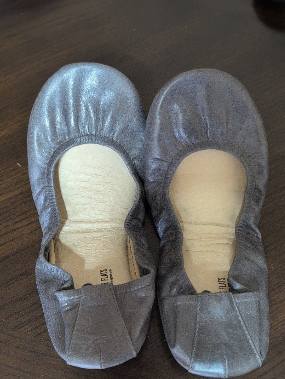 The Storehouse Flats Gray Genuine Leather Foldable Ballet Flats